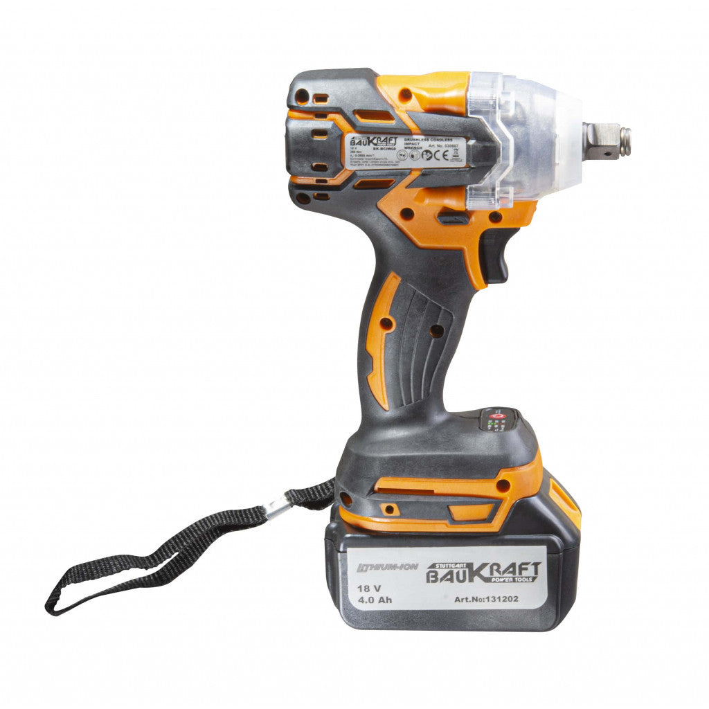 Гайковерт безч. 2-ск. 320Nm 1/2" 18V 4Ah куфар BAUKRAFT BK-BCIW08 - снимка 6