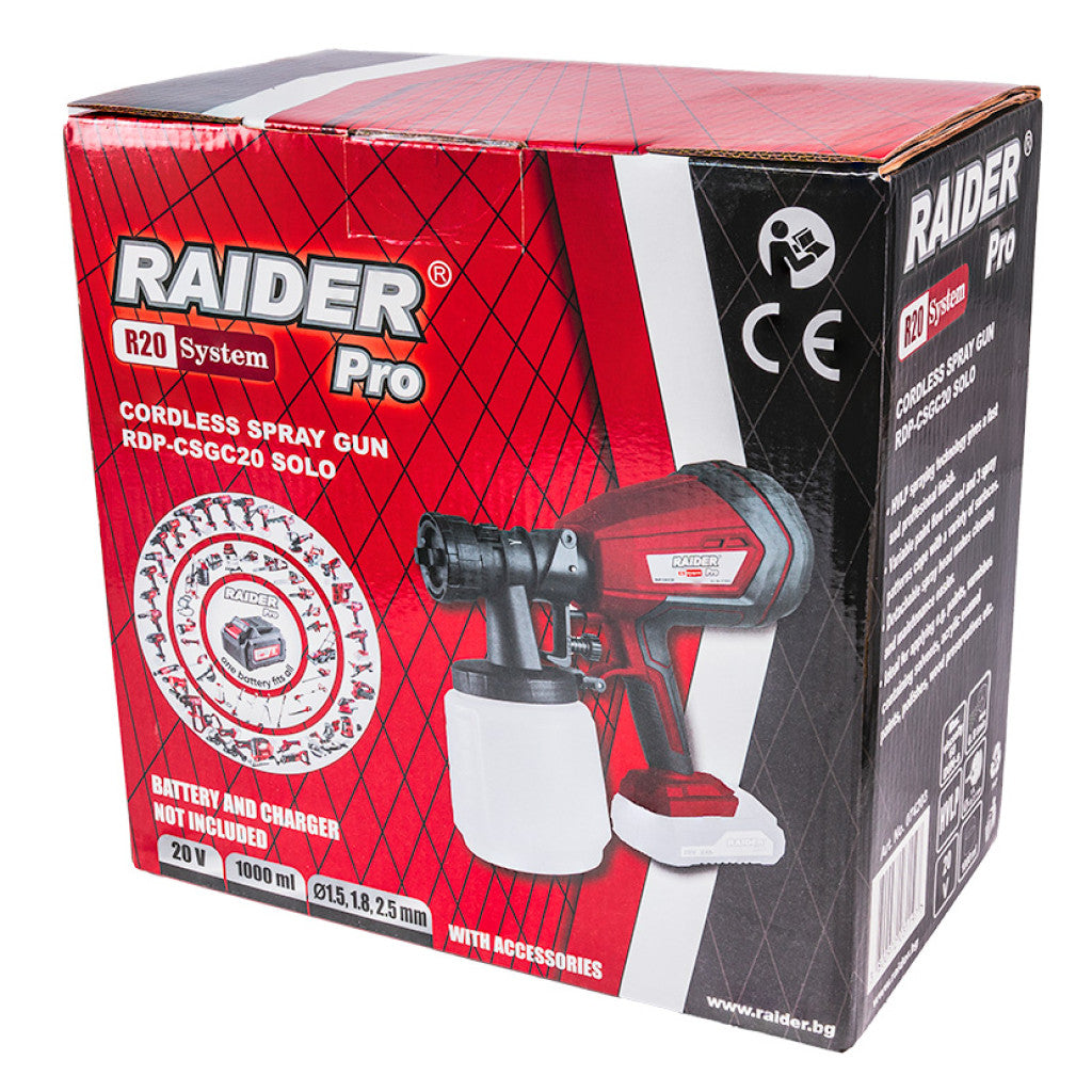 R20 Пистолет за боя акум. Ø1,5 1,8 2,5mm 1L Solo RAIDER PRO RDP-CSGC20 - снимка 6