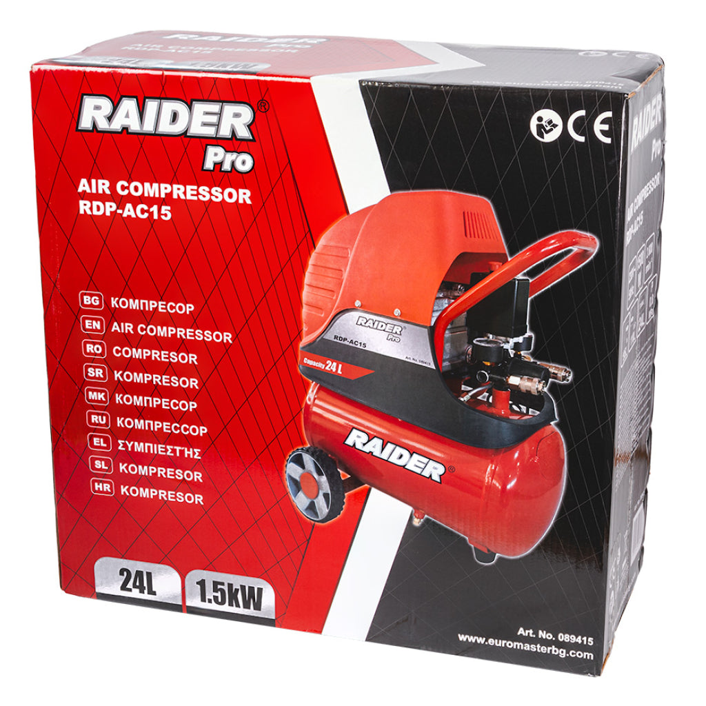 Компресор  24L 1.5kW RAIDER PRO RDP-AC15 - снимка 6