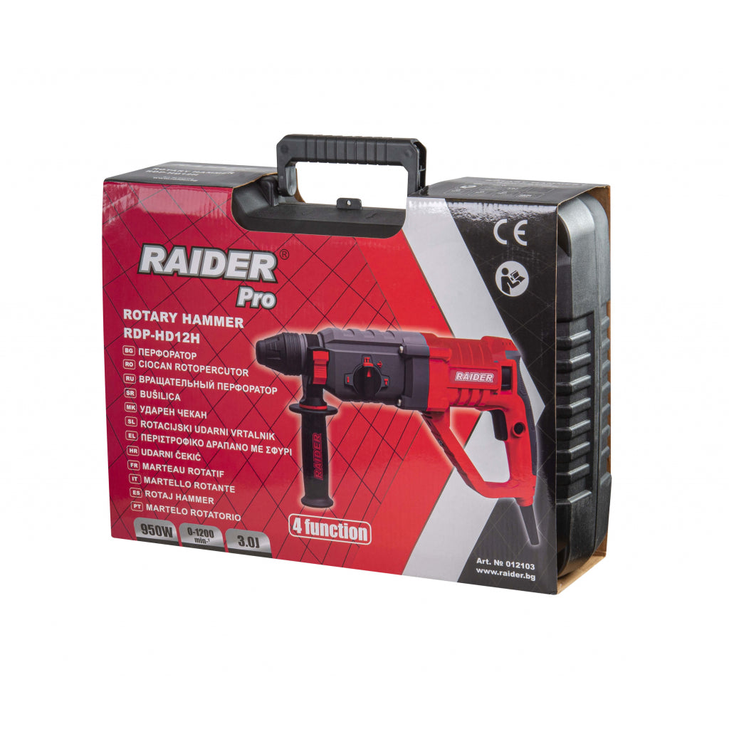 Перфоратор 950W 3.3kg 26mm 4 функции рег. обороти RAIDER PRO RDP-HD12H - снимка 7