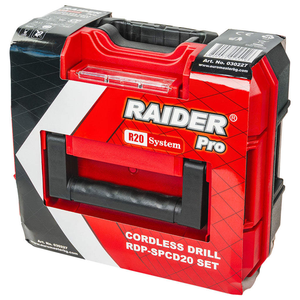 R20 Бормашина акум. 2-ск. 10mm 44Nm 2Ah куфар RAIDER PRO RDP-SPCD20 Set - снимка 7