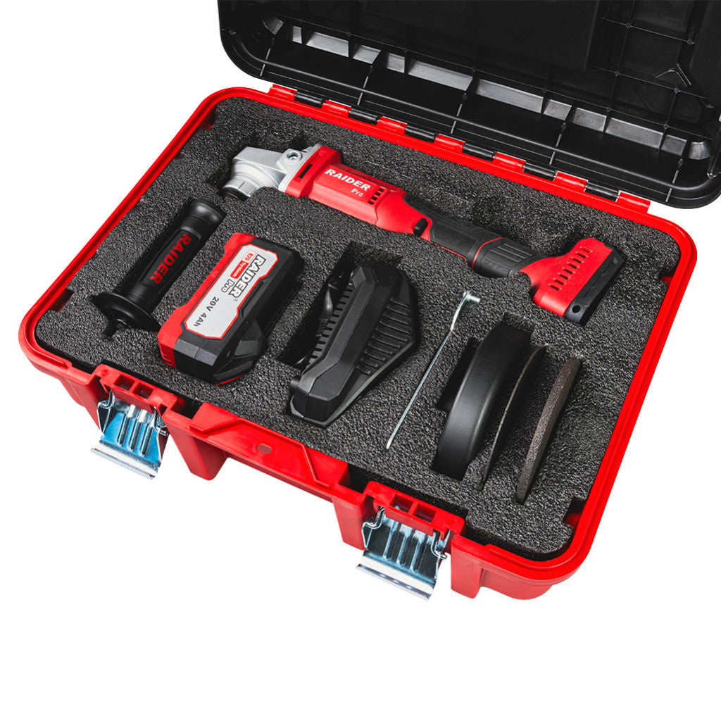 R20 Ъглошлайф Ø125mm 4Ah 2 диска Куфар RAIDER PRO RDP-YAG20 - снимка 7