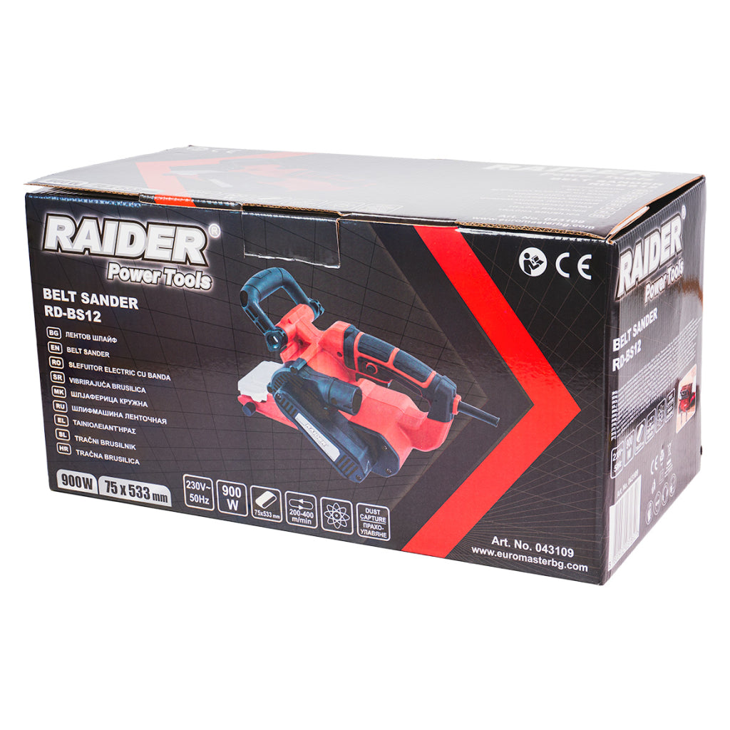 Шлайф лентов  900W 75х533mm рег. обор. стяги RAIDER RD-BS12 - снимка 7