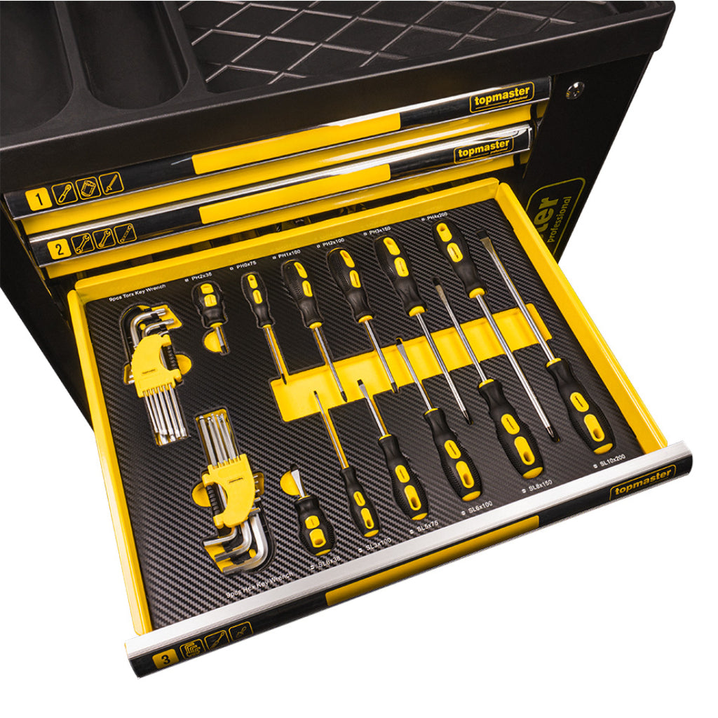 Количка за инструменти комплект 7 чекмеджета -219 части Topmaster Professional - снимка 7