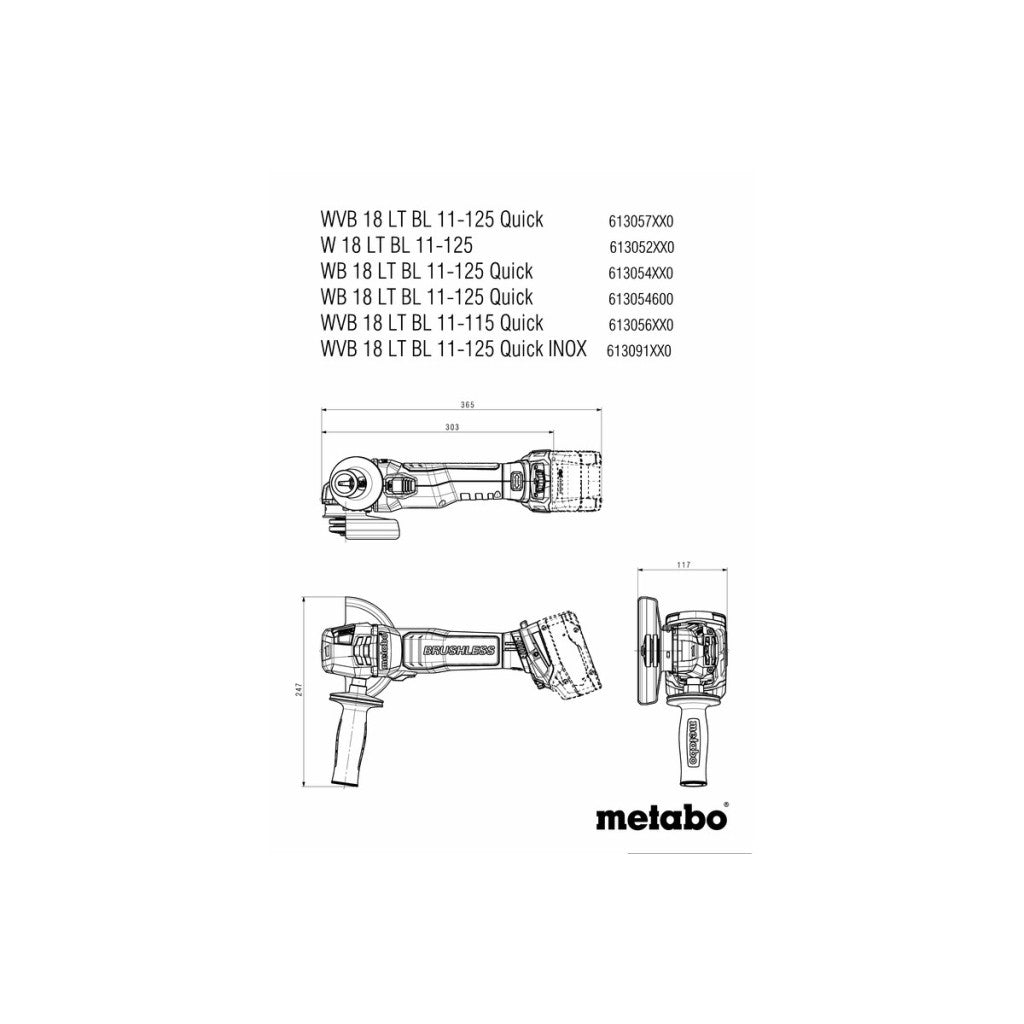 Ъглошлайф акум. 125mm METABO W 18 LT BL 11-125 SOLO - снимка 7