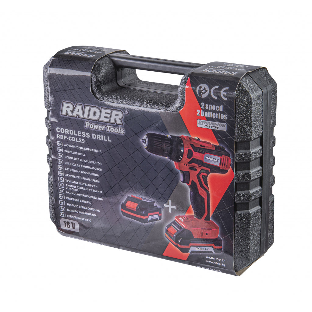 Бормашина акум. Li-ion 18V 2x1.5Ah 2-ск. 1h 28Nm RAIDER RD-CDL29 - снимка 8
