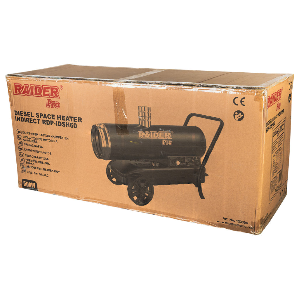 Калорифер нафтов 50kW индиректен 50L 4,6L/h 800m3 RAIDER PRO RDP-IDSH60 - снимка 9