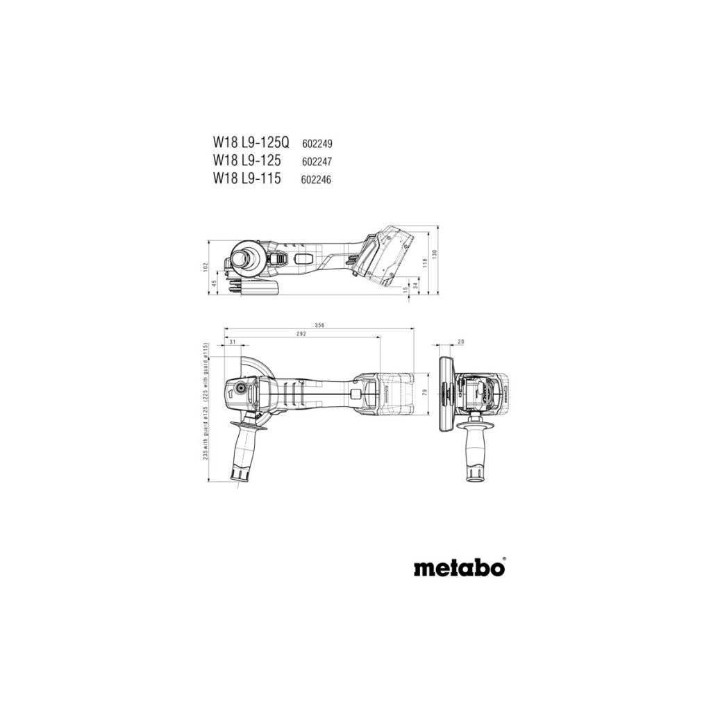 Ъглошлайф акум. 125mm METABO W 18 L 9-125 2X4.0AH - снимка 9