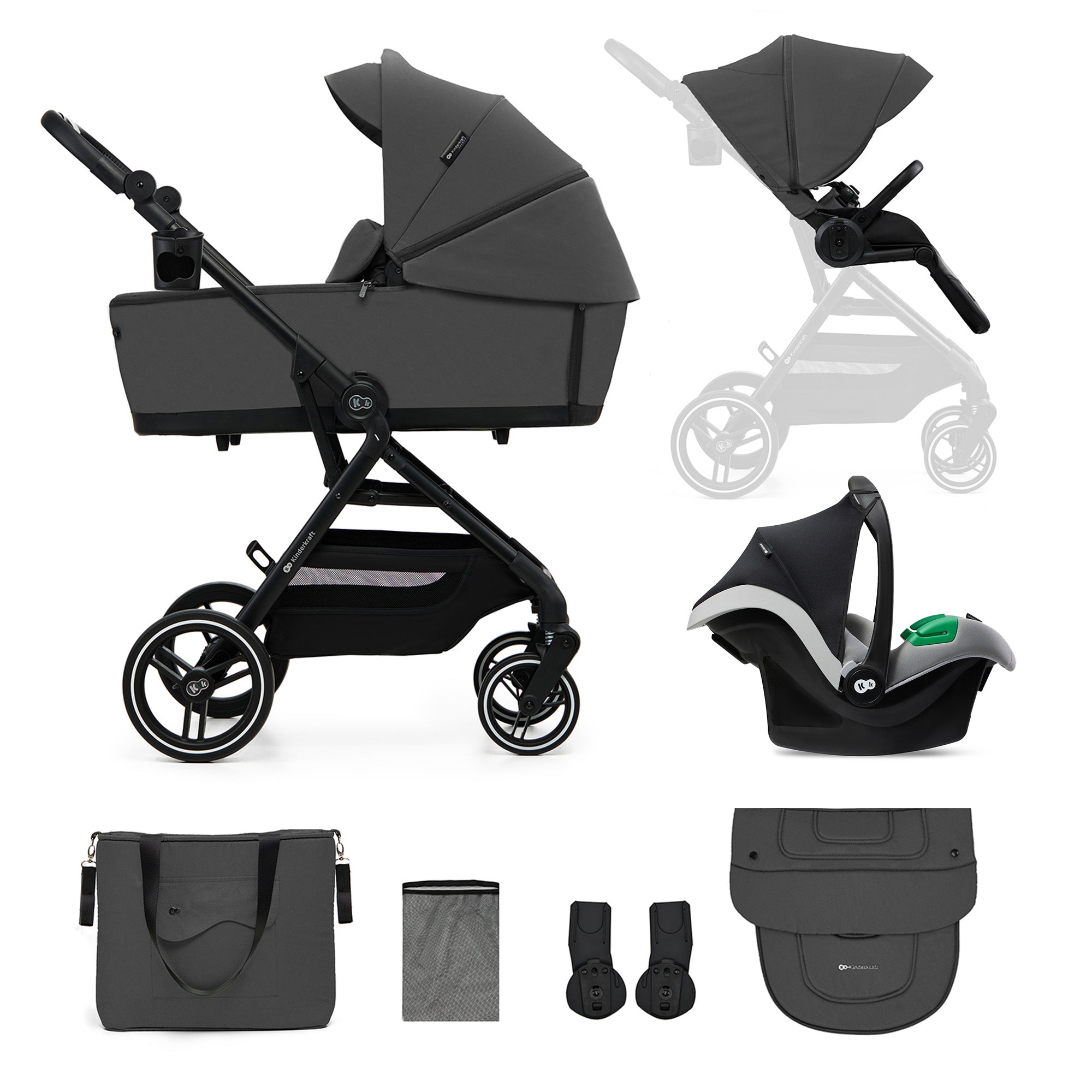 Kinderkraft YOXI бебешка количка 3в1 MOONLIGHT GREY - снимка 9