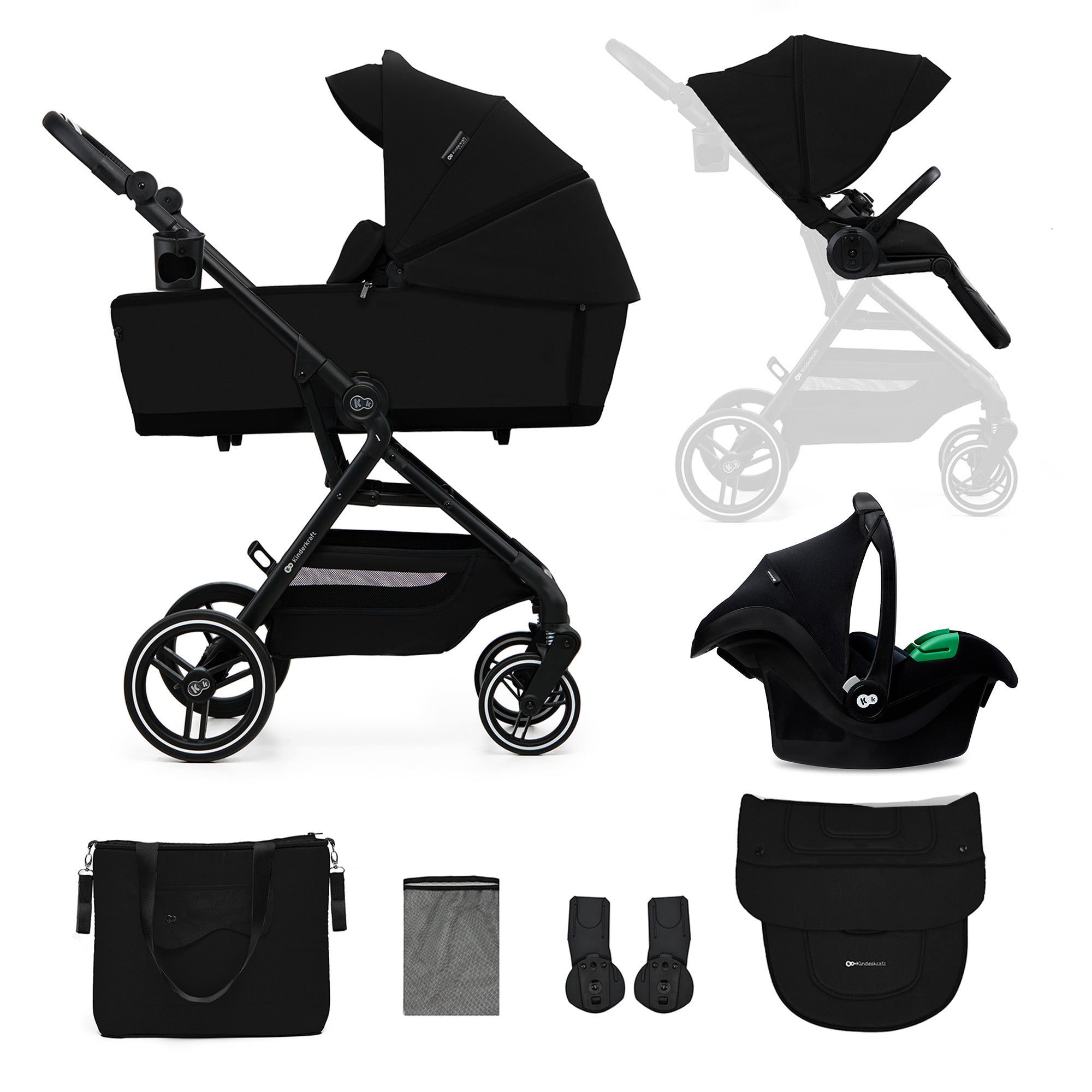 Kinderkraft YOXI бебешка количка 3в1 PURE BLACK - снимка 6