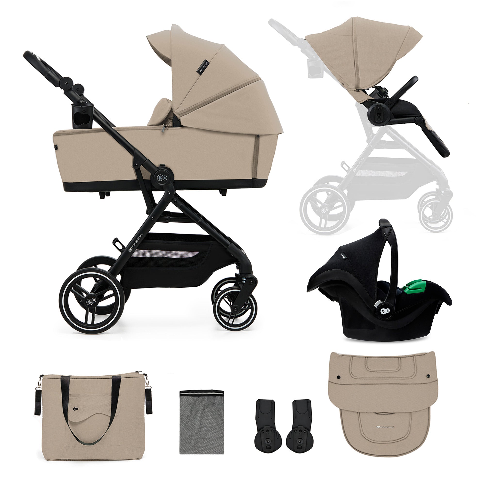 Kinderkraft YOXI бебешка количка 3в1 SAND BEIGE - снимка 10