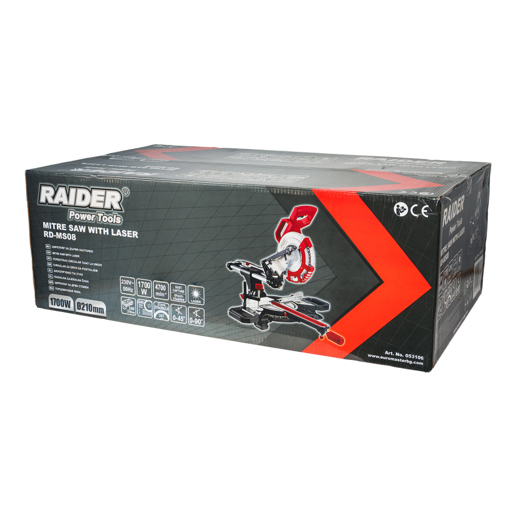 Циркуляр наст. Ø210x30mm 1.7kW лазер RAIDER RD-MS08 - снимка 10