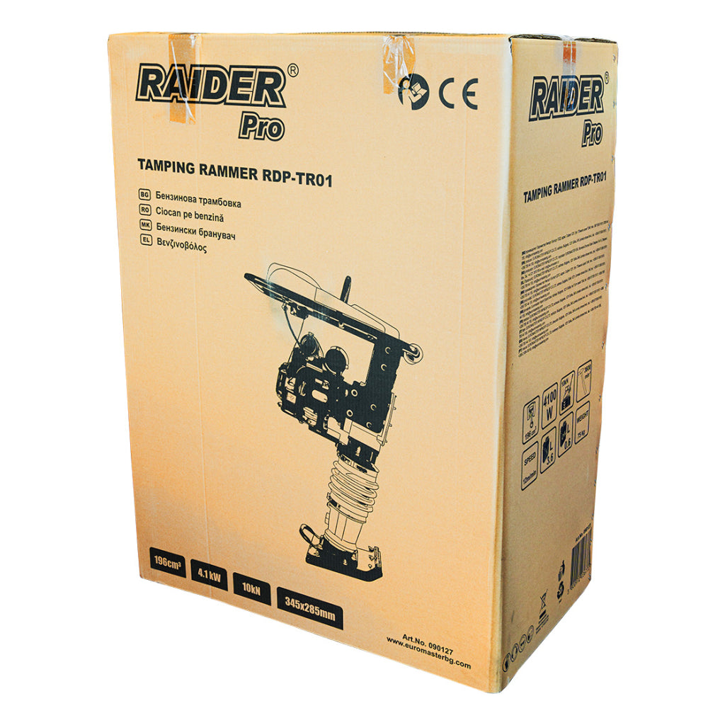 Бензинова трамбовка 10kN 345x285mm 196cc 4,1kW5,5hp RDP-TR01 - снимка 10