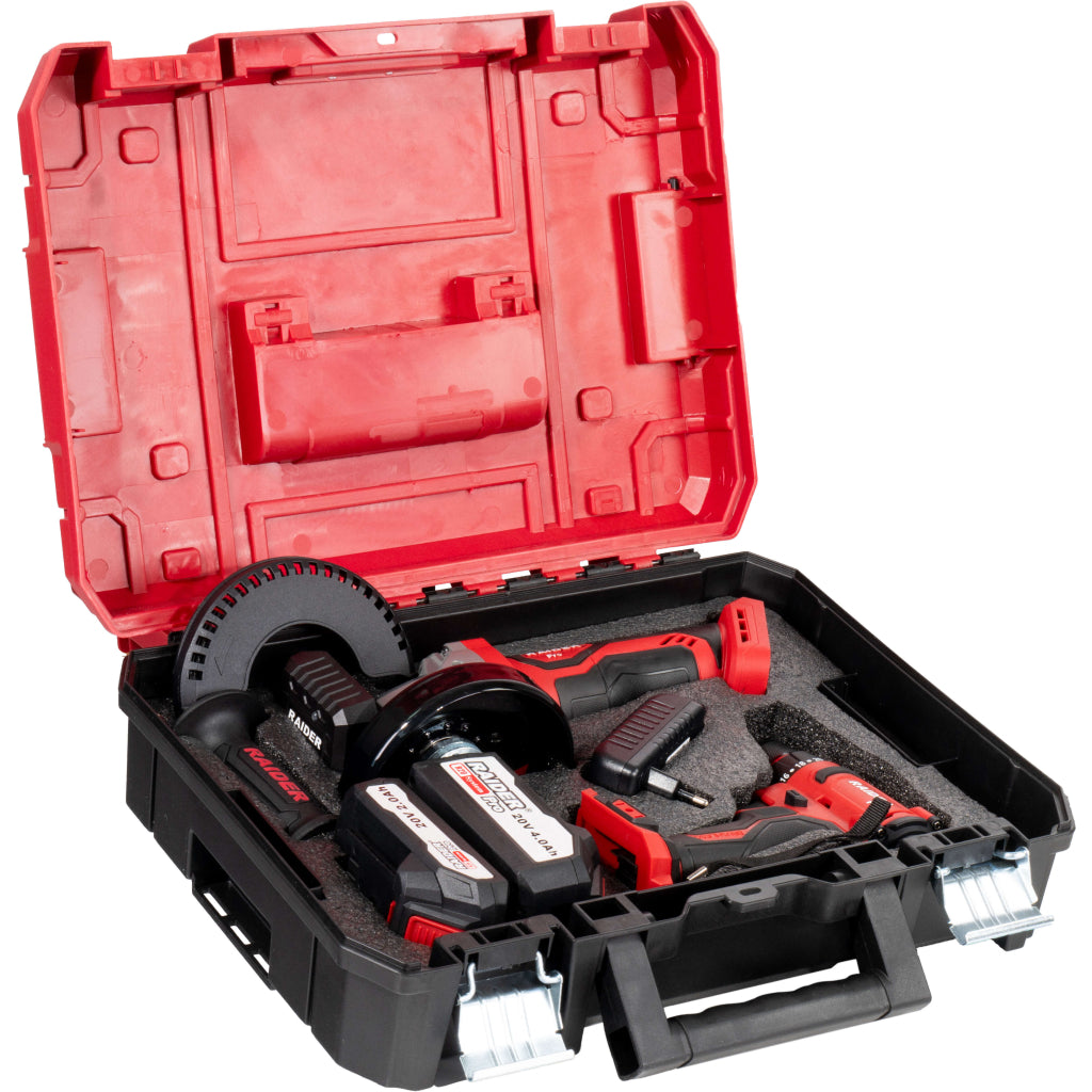 R20 Бормашина & Ъглошлайф 2Ah 4Ah в куфар RAIDER PRO RDP-PBCDI20&SPAG20 - снимка 12