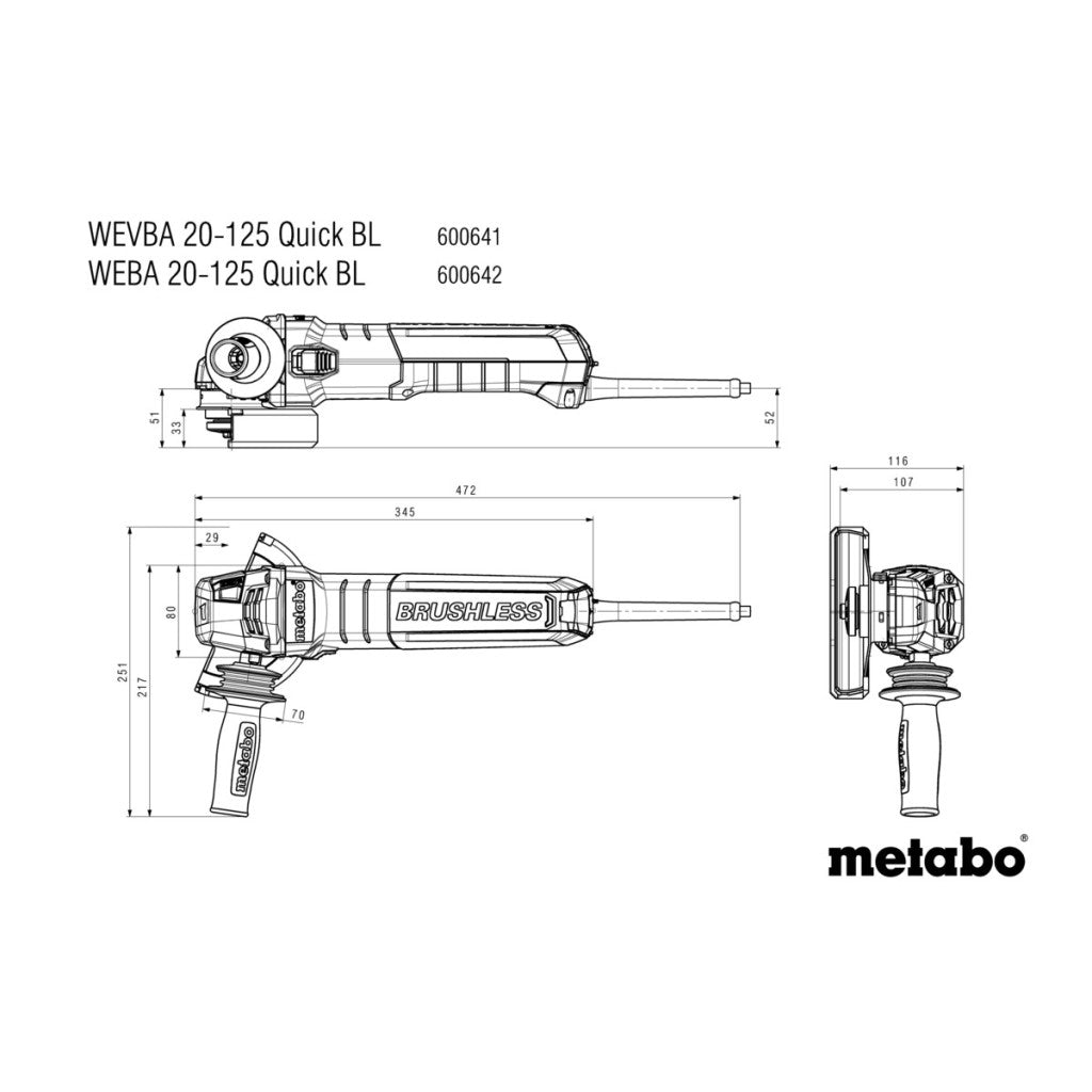 Ъглошлайф WEBA 20-125 Quick BL (220-240 V) - снимка 14