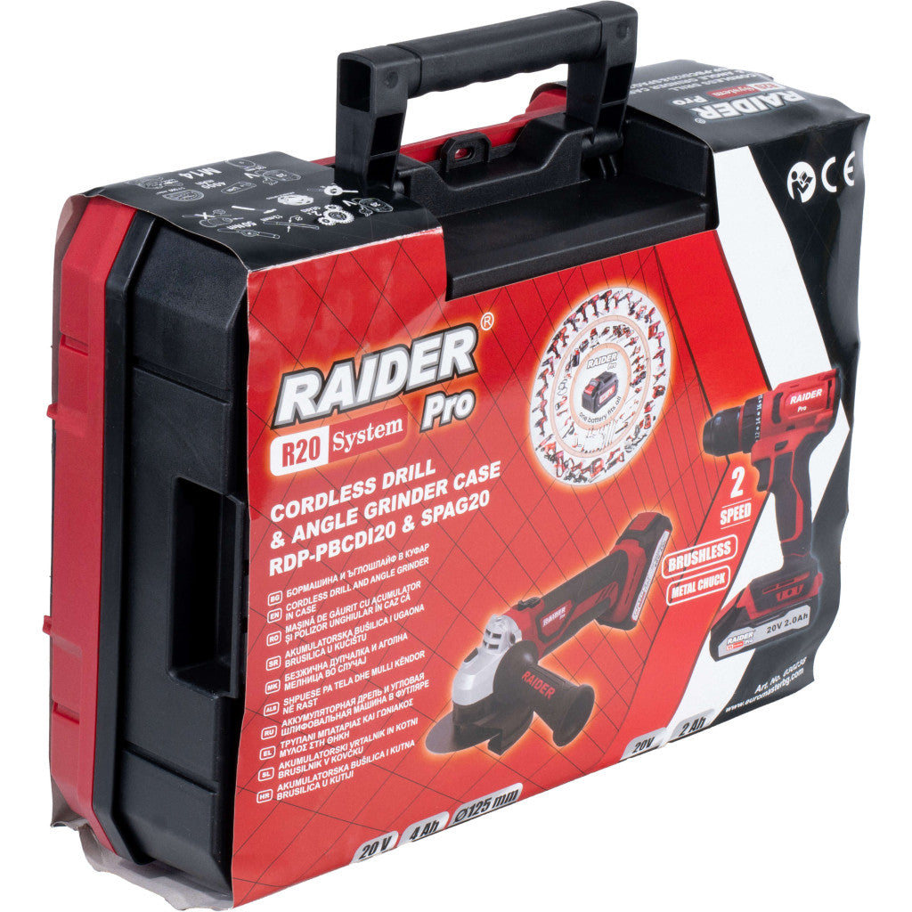 R20 Бормашина & Ъглошлайф 2Ah 4Ah в куфар RAIDER PRO RDP-PBCDI20&SPAG20 - снимка 15