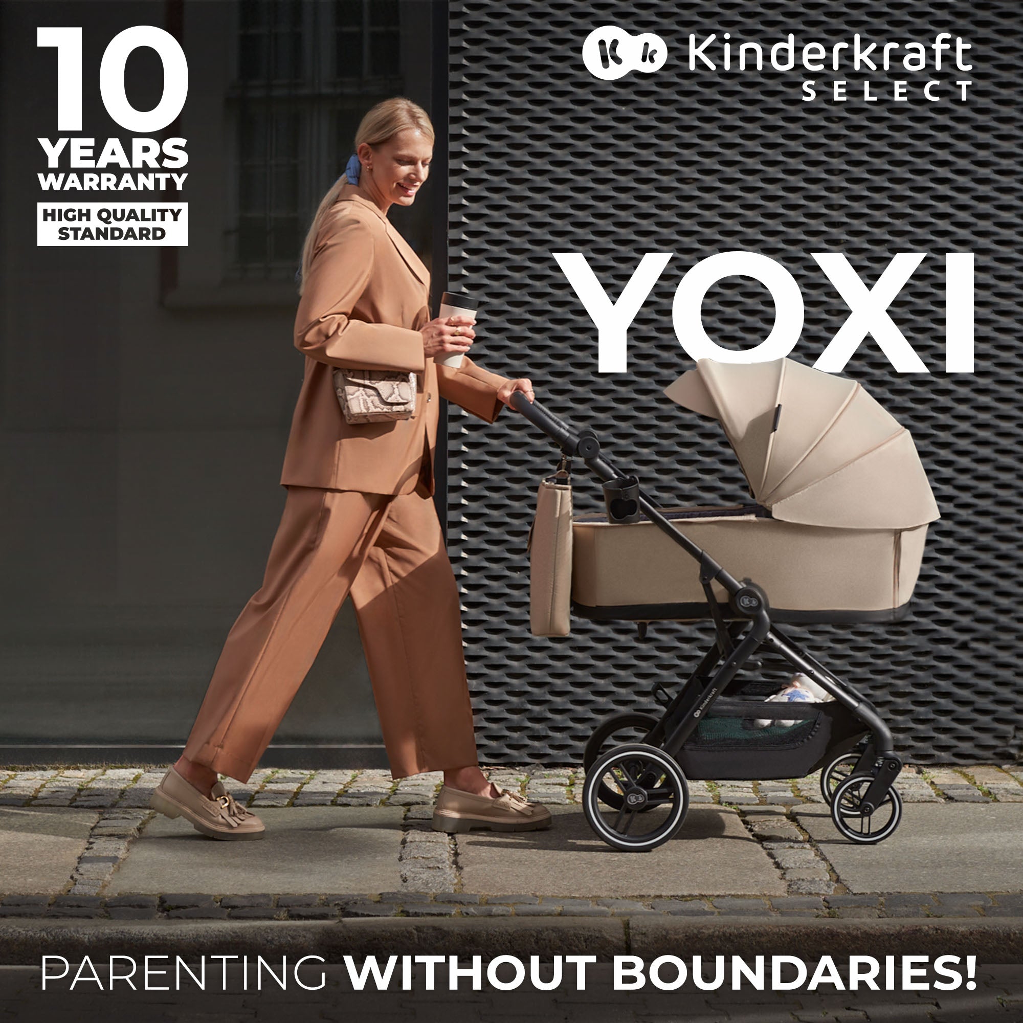 Kinderkraft YOXI бебешка количка 3в1 SAND BEIGE - снимка 9