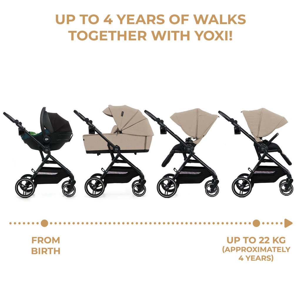Kinderkraft YOXI бебешка количка 3в1 SAND BEIGE - снимка 8