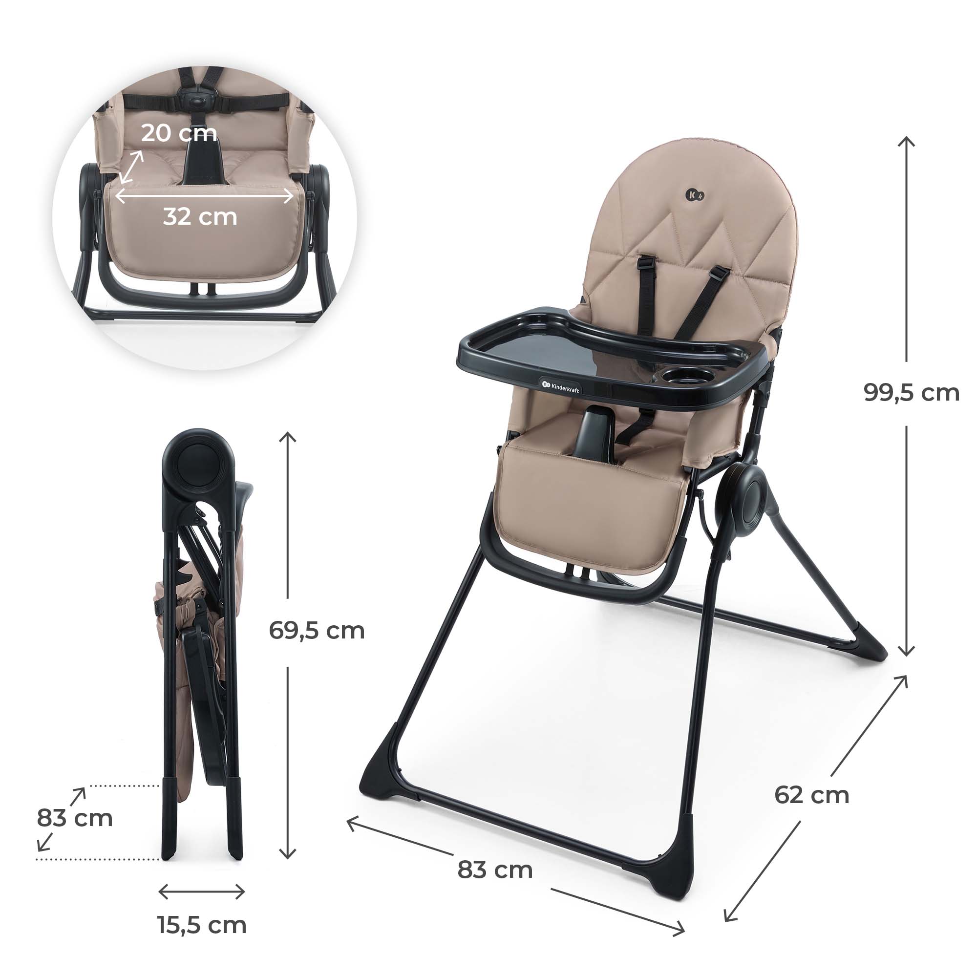 Kinderkraft BINCI столче за хранене BEIGE