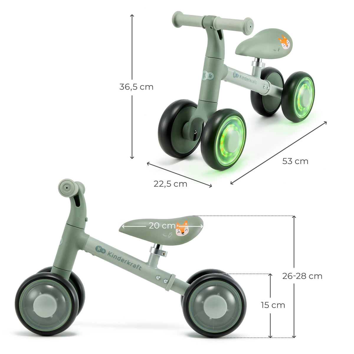 Kinderkraft CUTIE FLASH колело за баланс GREEN