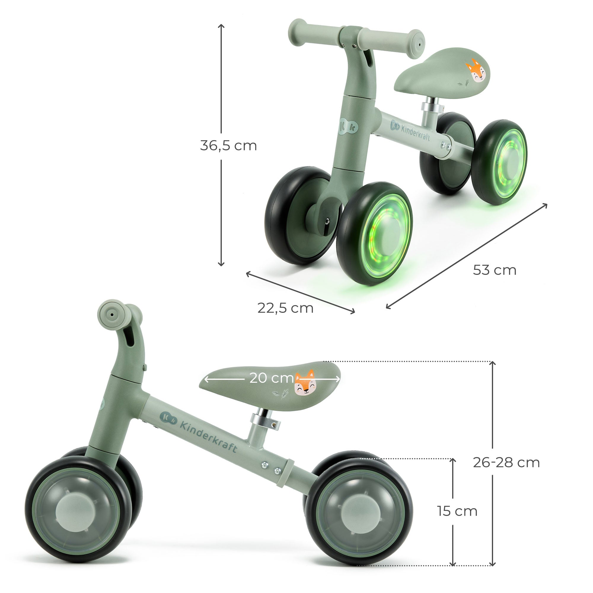 Kinderkraft CUTIE FLASH колело за баланс GREEN