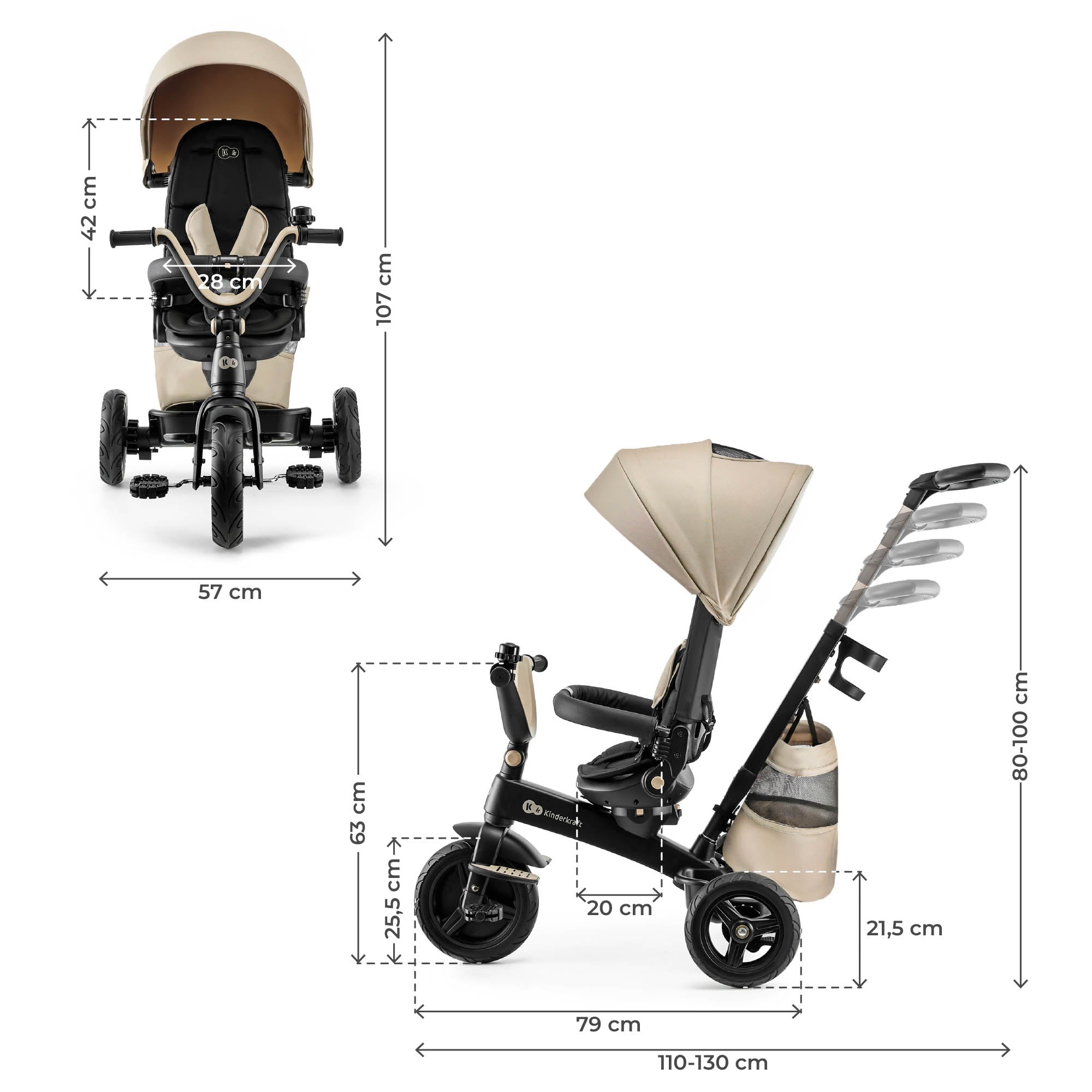 KinderKraft EASYTWIST бежова триколка KREASY00BEG0000 - снимка 7