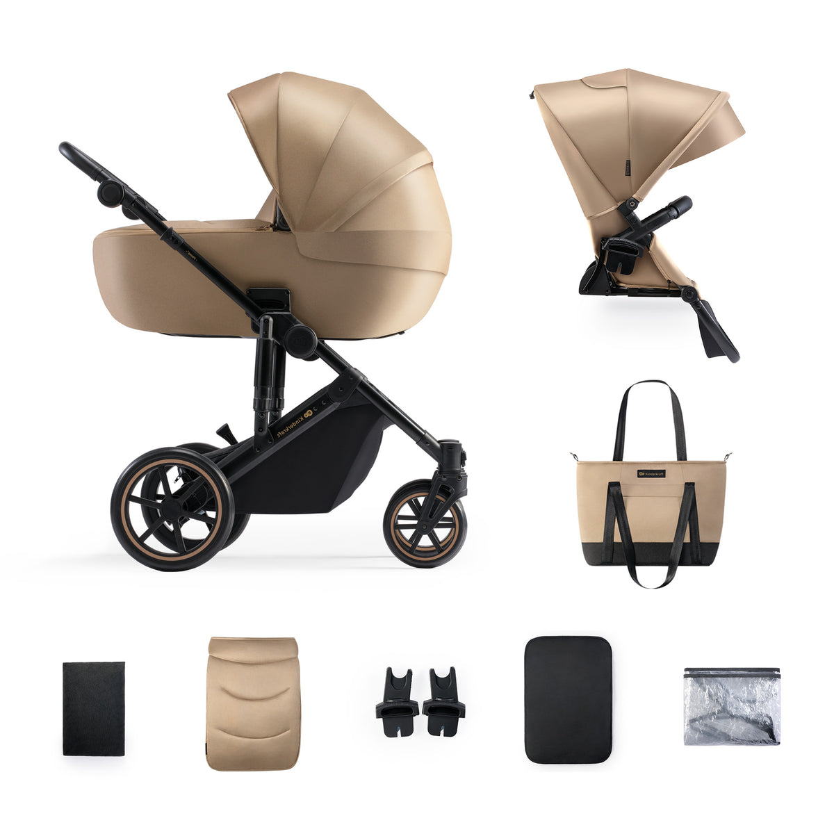Kinderkraft Prime 2 бебешка количка 2в1 SANDROSE BEIGE - снимка 2
