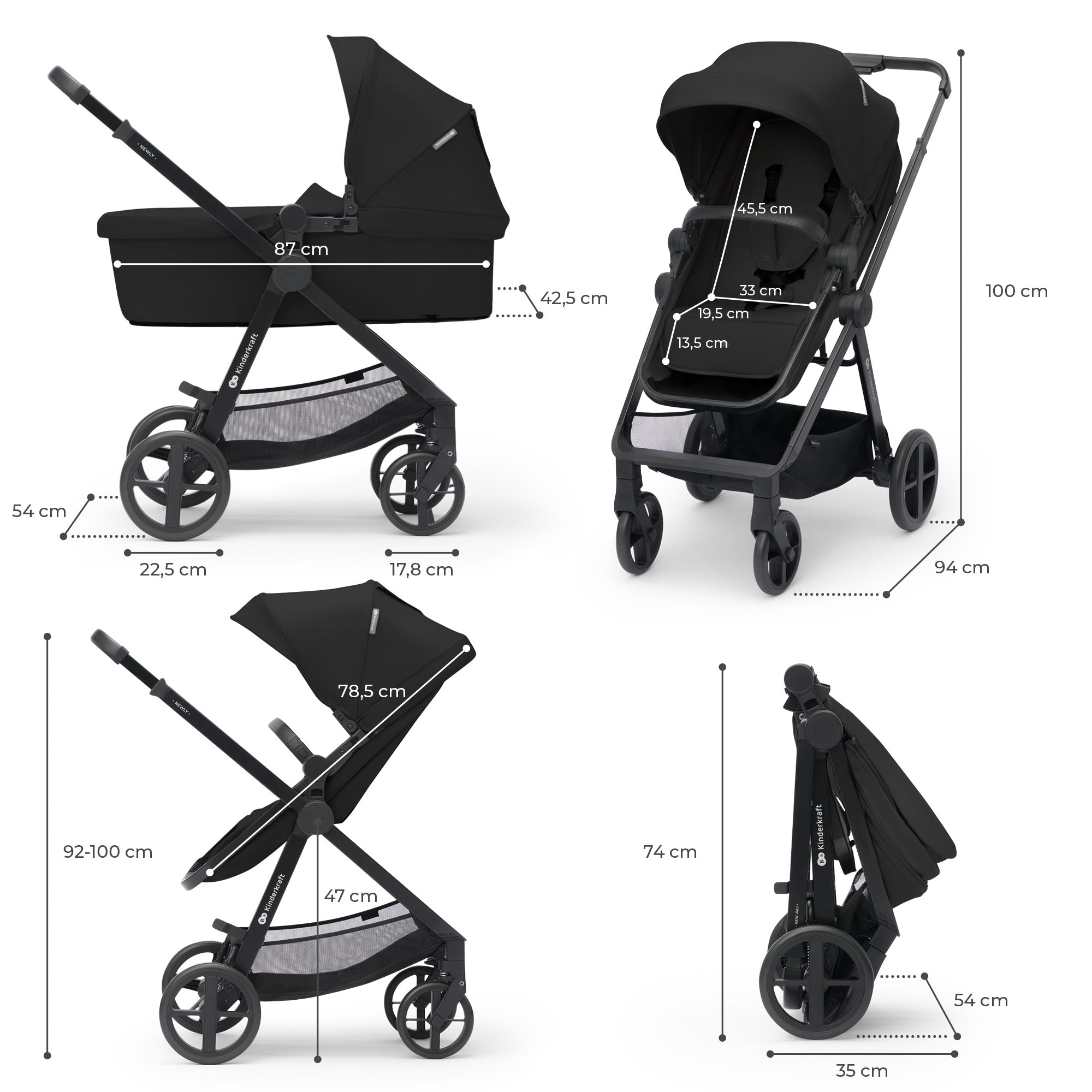 Kinderkraft NEWLY бебешка количка 4в1 CLASSIC BLACK - снимка 5