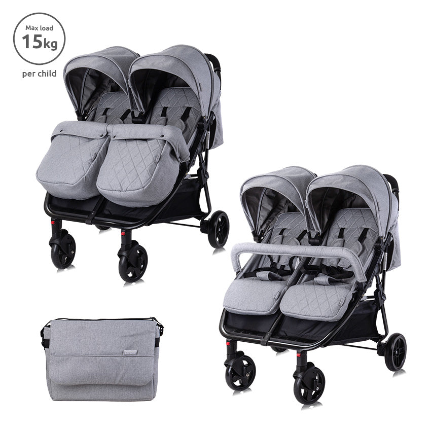 Д.КОЛИЧКА DUO+ЧАНТА COOL GREY до 15 кг за близнаци