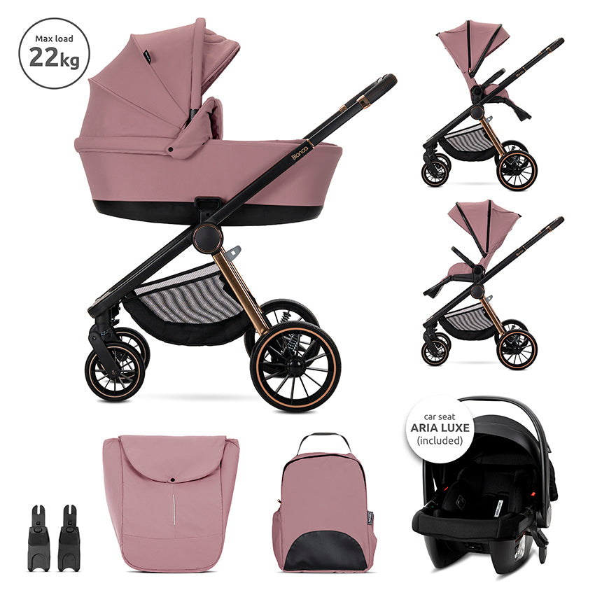 Д.КОЛИЧКА BIANCA PINK 3 В 1 до 22кг с кош за новор