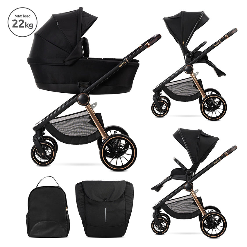 Д.КОЛИЧКА BIANCA BLACK 2 В 1 до 22кг + АДАПТОРИ