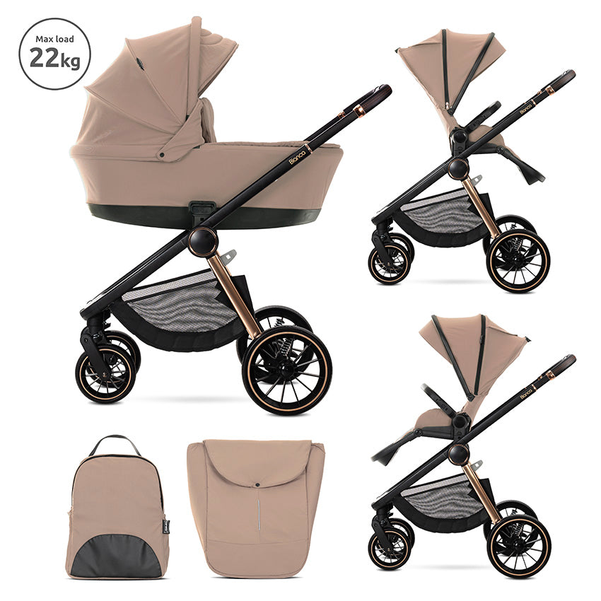 Д.КОЛИЧКА BIANCA BEIGE WARM 2 В 1 до 22кг + АДАПТО