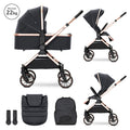 Д.КОЛИЧКА REYA 2in1 BLACK до22кг кош за новородено