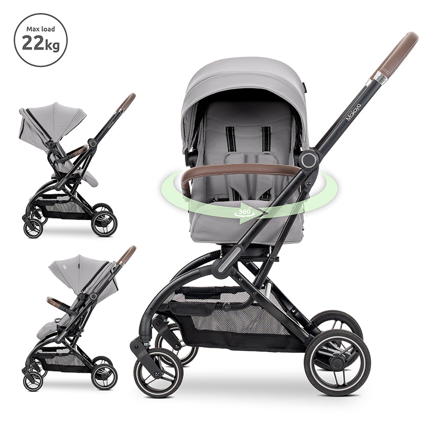 Д.КОЛИЧКА MAKAYA GREY ДО 22 КГ С РОТАЦИЯ 360