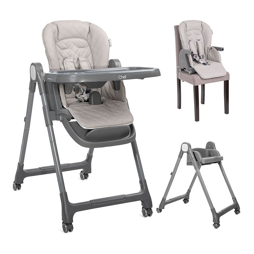 Стол За Хранене 3В1 CHEF BEIGE LEATHER+Лигавник 10 – снимка 1
