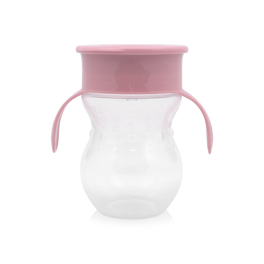 ЧАША НЕРАЗЛИВАЩА 360 ГРАДУСА РОЗОВА 270ml с дръжки