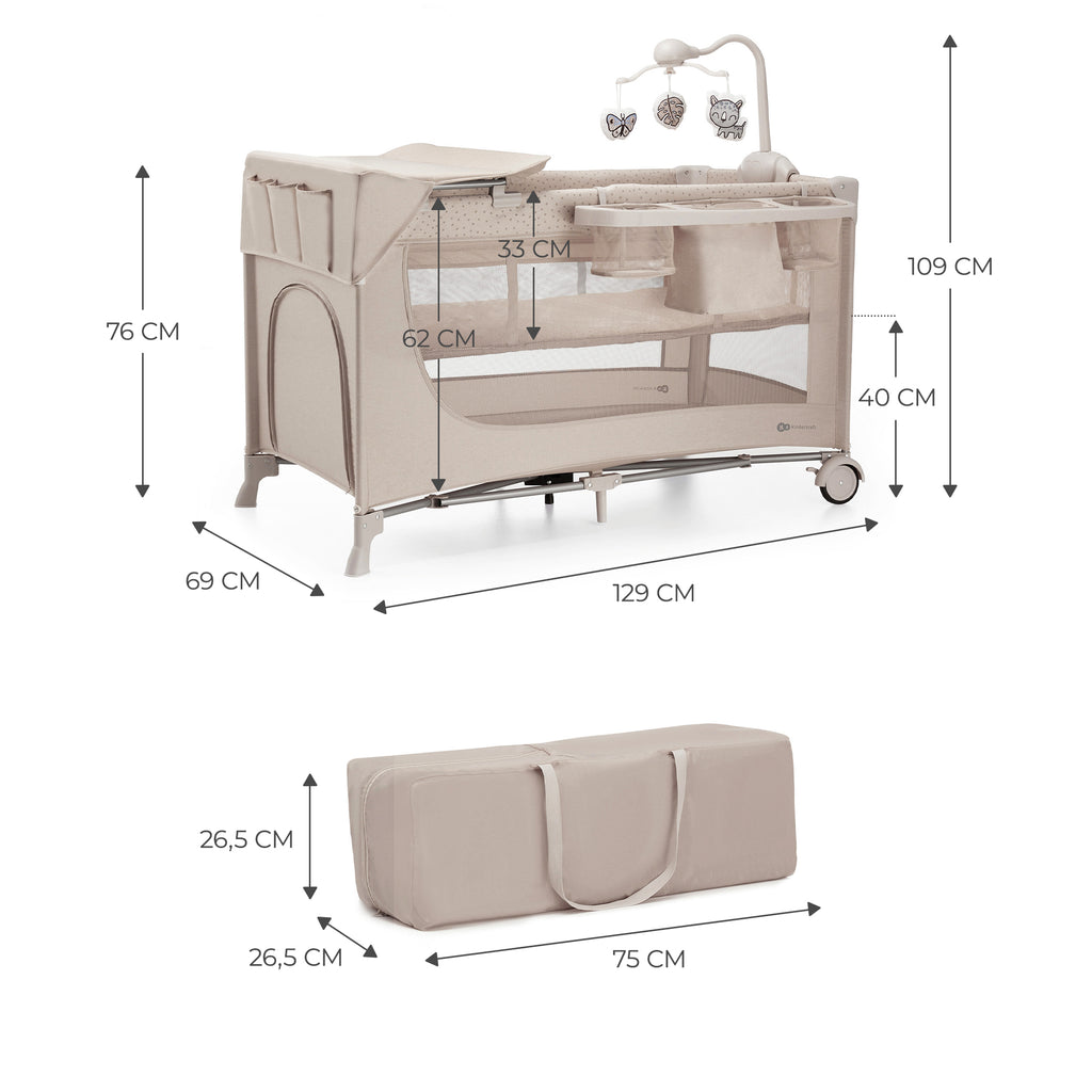 Kinderkraft JOY FULL 2 бебешка кошара с аксесоари BEIGE - снимка 2