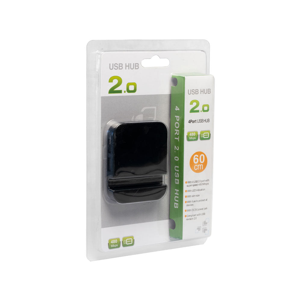 USB хъб No Brand, USB 2.0, 4 Порта, Стойка, Черен - 12058