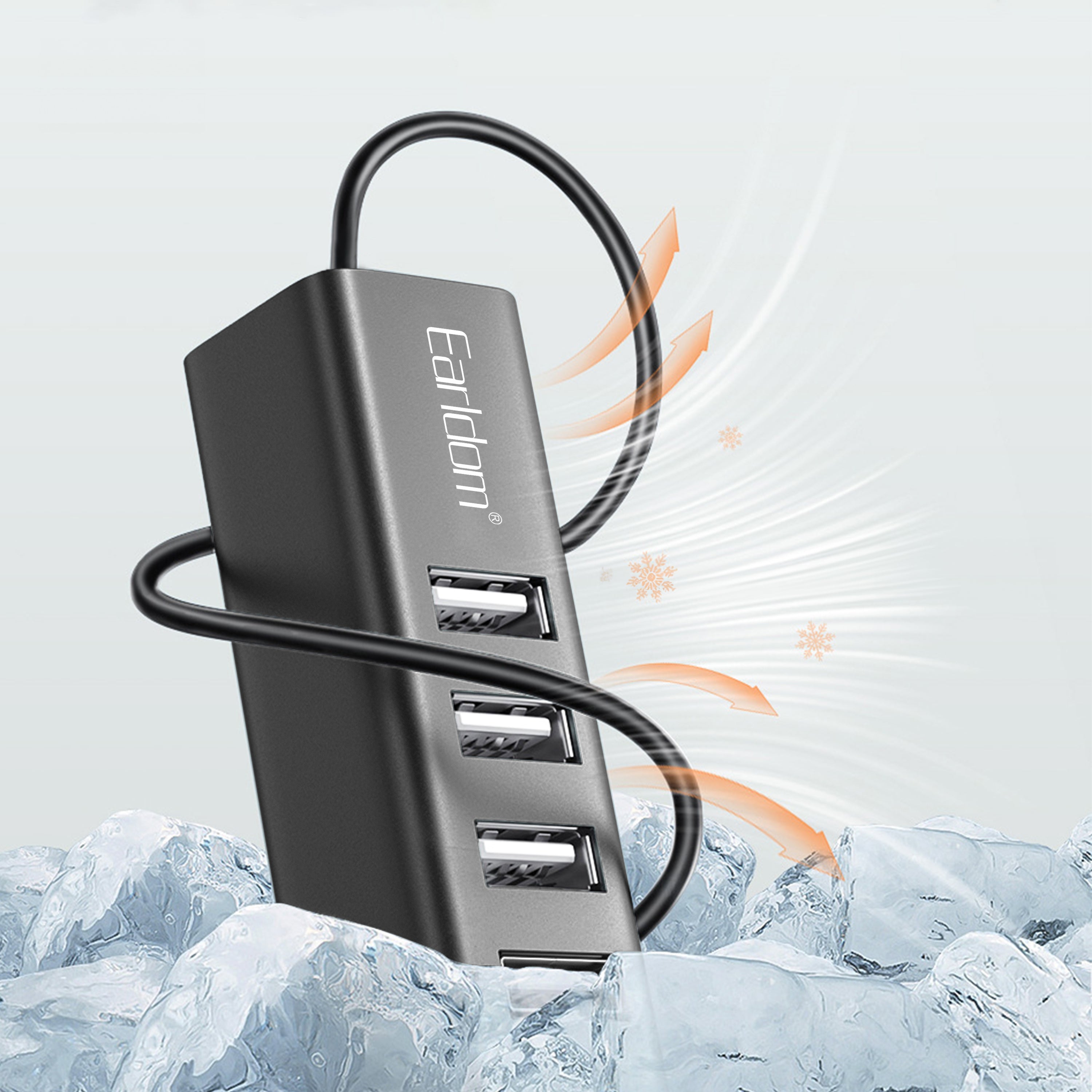 USB хъб Earldom ET-HUB14, USB 2.0, 4 Порта, Черен - 12067