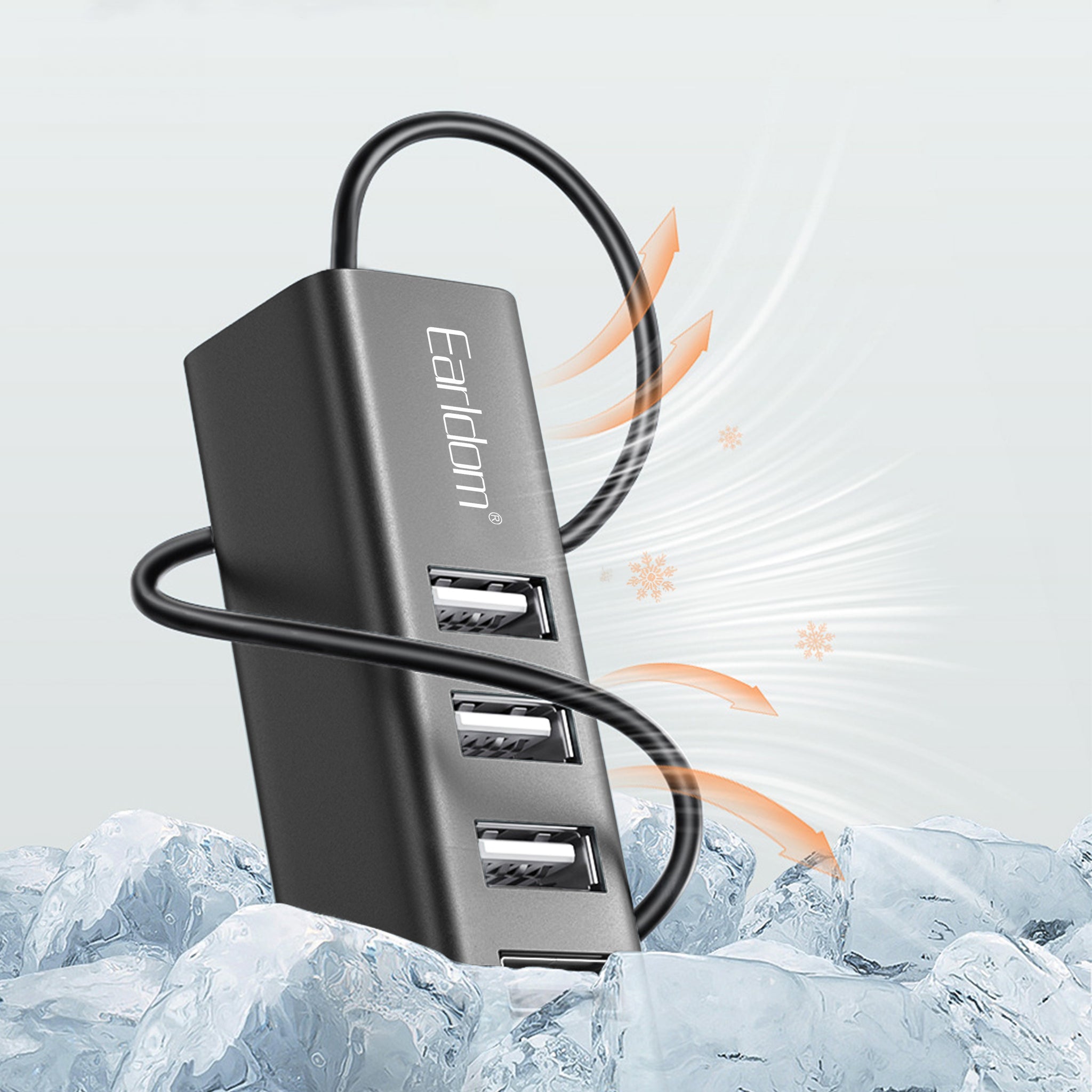 USB хъб Earldom ET-HUB14, USB 2.0, 4 Порта, Черен - 12067