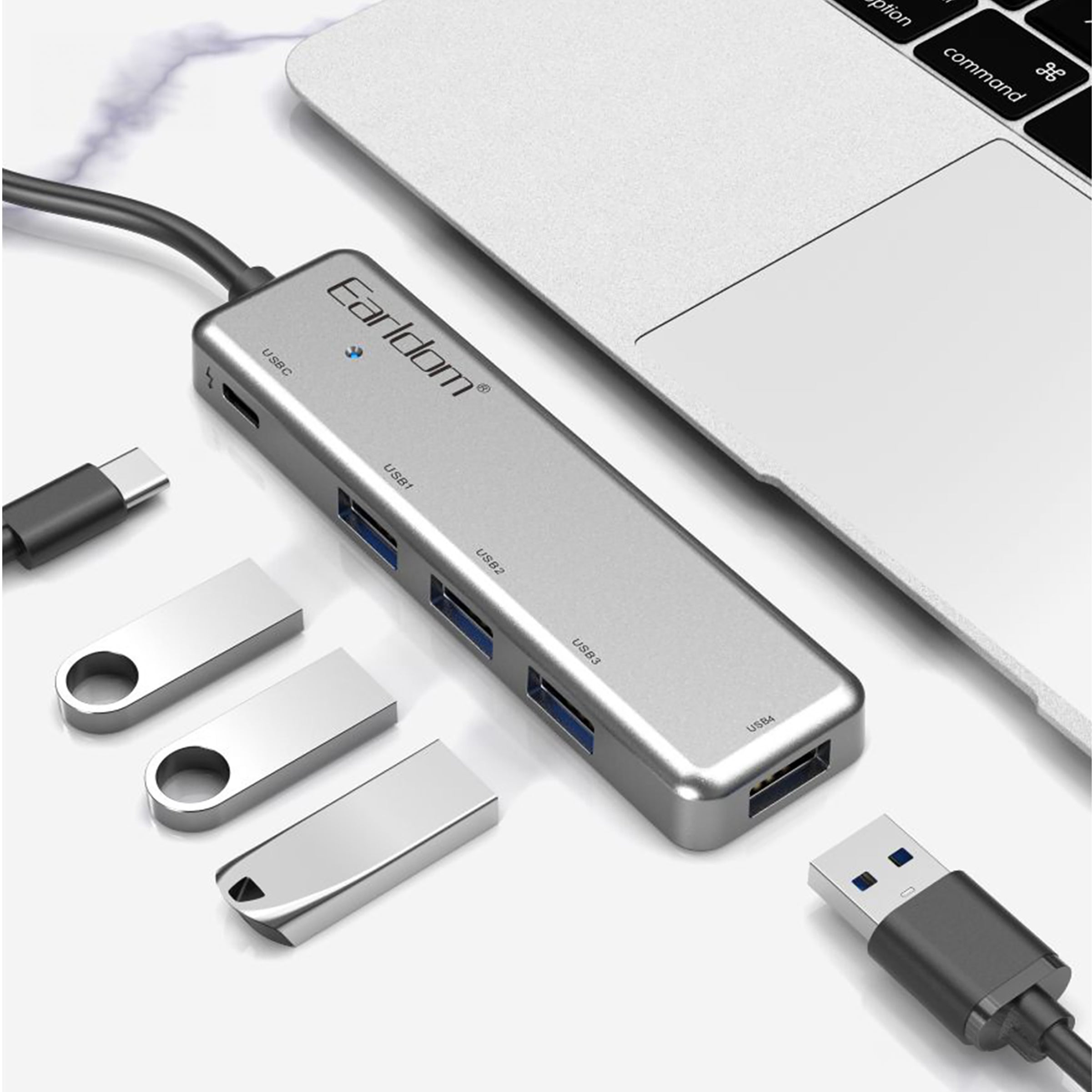 USB хъб Earldom ET-HUB12, USB 2.0, 5 Порта, Сив - 12069
