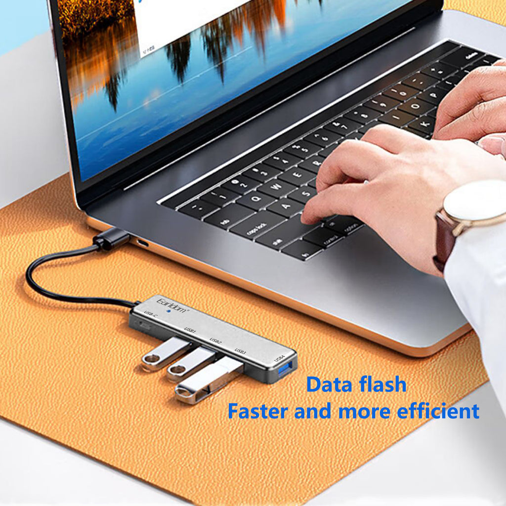 USB хъб Earldom ET-HUB12, USB 2.0, 5 Порта, Сив - 12069