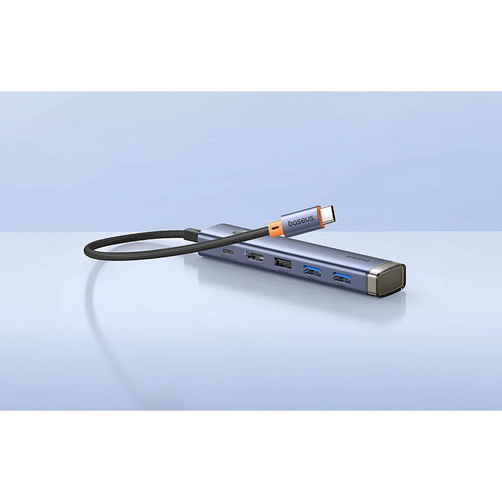 Докинг станция Baseus UltraJoy, 6 порта, Type-C към 2xUSB 3.0, USB 2.0, Type-C, PD, HDMI, RJ45, Сив - 12070