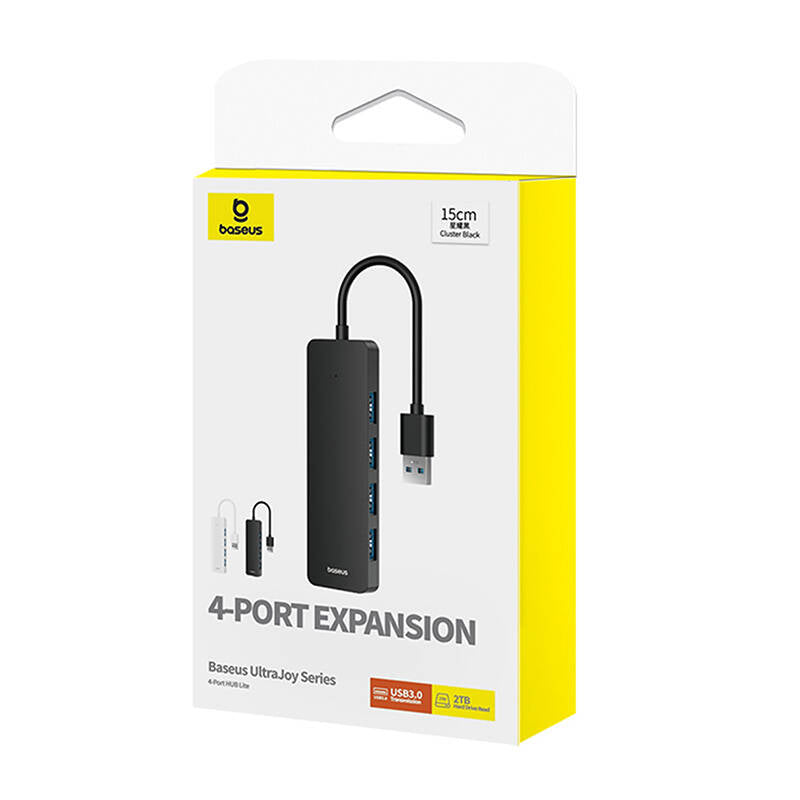 USB хъб Baseus UltraJoy, 4 Порта, USB към 4xUSB 3.0, 0.15m, Черен - 12073
