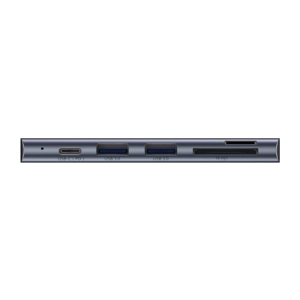 USB хъб Baseus Harmonica, 5 Порта, Type-C към 2xUSB 3.0, PD, TF, Micro SD, Сив - 12078