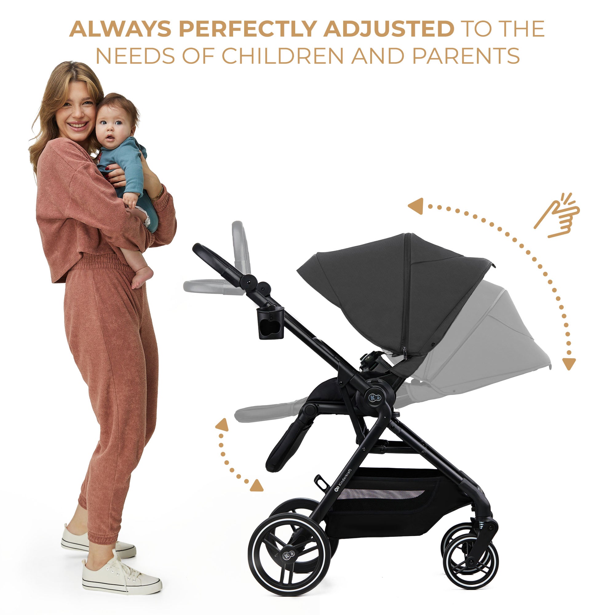 Kinderkraft YOXI бебешка количка 3в1 MOONLIGHT GREY - снимка 2