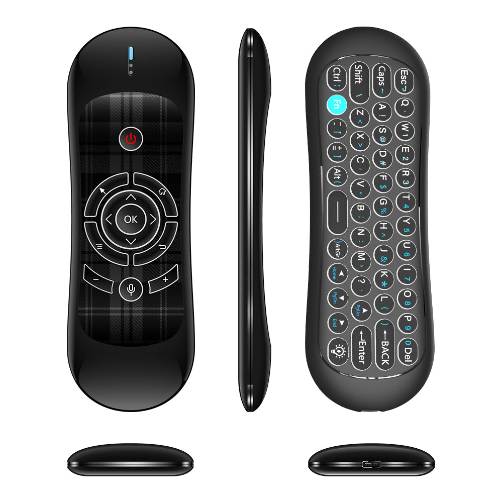 Универсално дистанционно No brand R2, Air mouse, USB 2.4GHz, Микрофон, IR програмируемо, Черен - 13043
