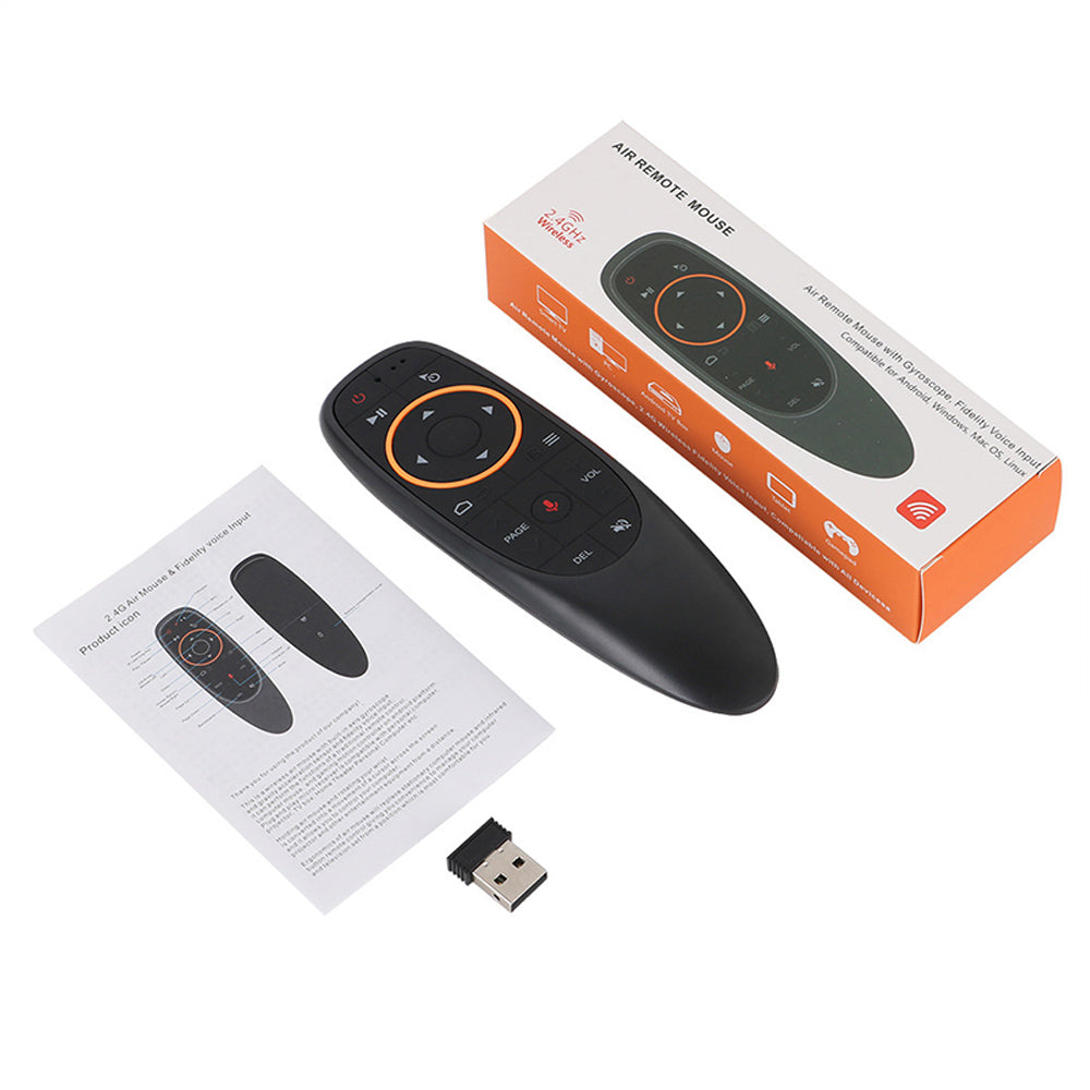 Универсално дистанционно No brand G10, Air mouse, USB 2.4GHz, Микрофон, IR програмируемо, Черен - 13051