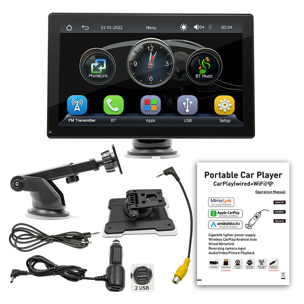 Преносим CarPlay / Android Auto дисплей No brand X5305L, 9", За автомобил - 13315