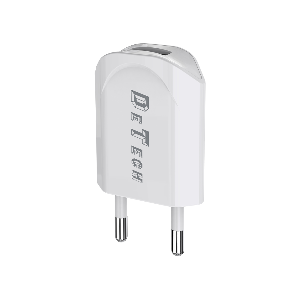 Мрежово зарядно устройство, DeTech, DE-11M, 5V/1A, 220V,1 x USB, С Micro USB кабел, 1.0m, Бял - 14115